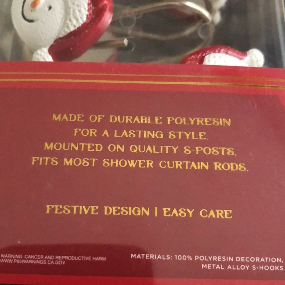 Decorative SANTA Shower Curtain Hooks